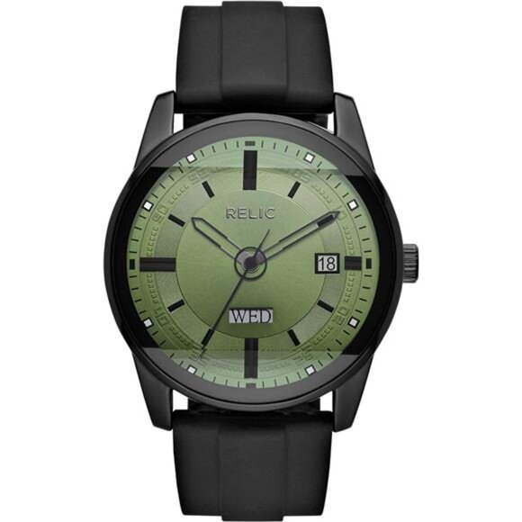 Men's Everet Three-Hand Day Date Black Alloy Metal and Black - Picture 1 of 3